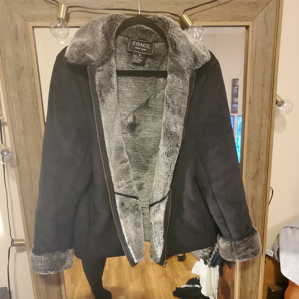 Faux Suede coat faux fur lining